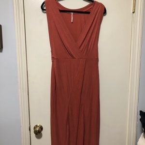 FREE PEOPLE BURNT ORANGE DRESS WITH HIGH SLIT